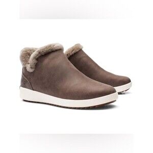 Olukai Malua Hulu Brown Leather Fur Lined Slip On Boots Women’s Shoe Size 8.5